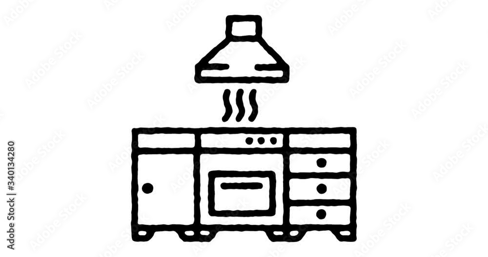 Aufkleber hand drawn doodle icon animation for kitchen appliances to use as video design element. minimalistic