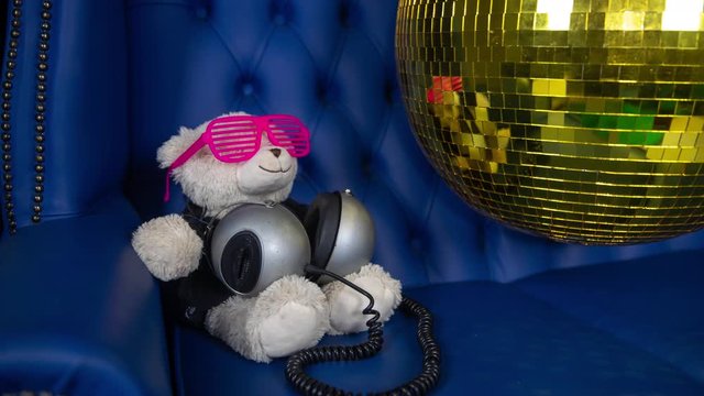 teddy bear in a disco setting