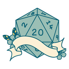 natural twenty D20 dice roll illustration