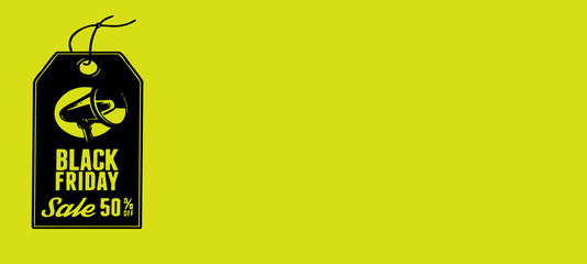 Black Friday shopping event sale off on yellow background with copy space for texture. Royalty high-quality free best stock photo image of billboard, signboard, signs, banner with notice black friday 