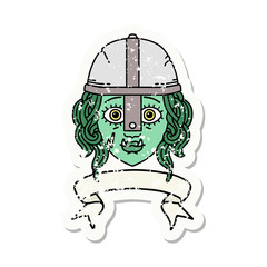 orc fighter character face with banner illustration