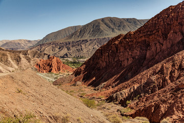 colorful mountains and town purmamarca northern argentina 