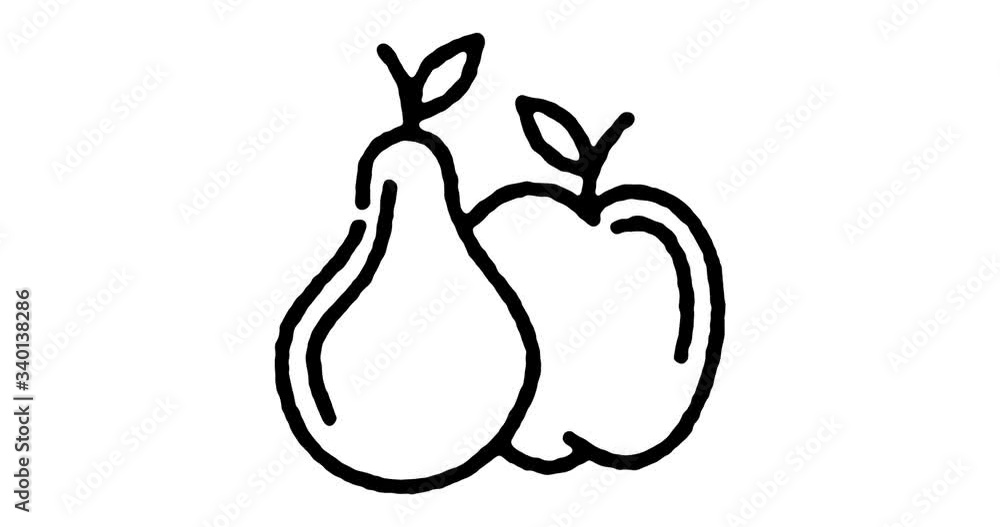 Aufkleber hand drawn doodle icon animation for fresh fruit to use as video design element. minimalistic symbol
