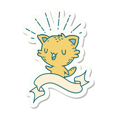 sticker of tattoo style happy cat