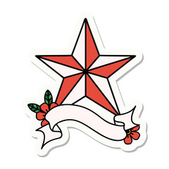 Obraz premium tattoo sticker with banner of a star
