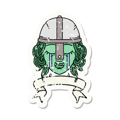 crying orc fighter character face grunge sticker