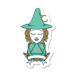 human witch with natural twenty dice roll sticker