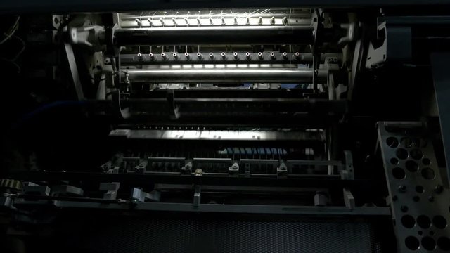 Offset printing machine close up shoot 