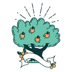 banner with tattoo style apple tree