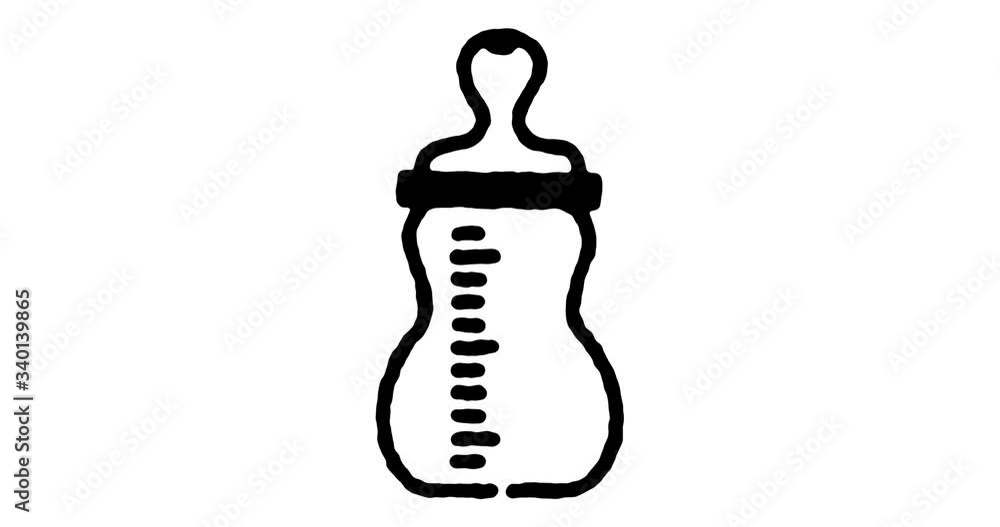 Aufkleber hand drawn doodle icon animation for baby bottle to use as video design element. minimalistic symbol