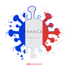 Coronavirus in grunge style with color splashes and national flag   : Vector Illustration