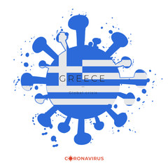 Coronavirus in grunge style with color splashes and national flag   : Vector Illustration