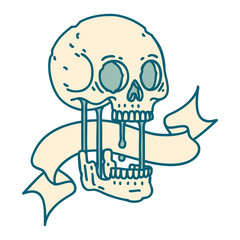 tattoo with banner of a skull