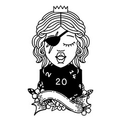 human rogue with natural twenty dice roll illustration