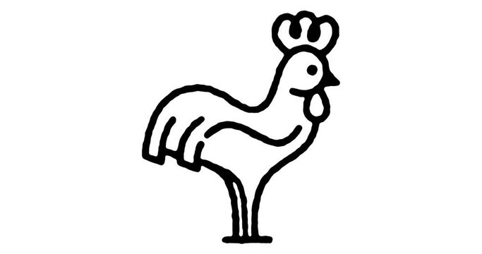 Hand drawn doodle icon animation for poultry raising to use as video design element. Minimalistic symbol made for motion graphic, can be used as loop item, has alpha channel.