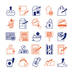 bundle of price hike set icons