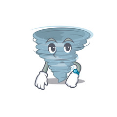 Obraz na płótnie Canvas Mascot design of tornado showing waiting gesture