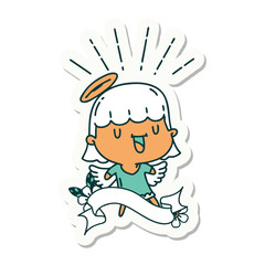 sticker of tattoo style singing angel