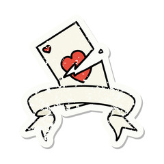 grunge sticker with banner of a torn card