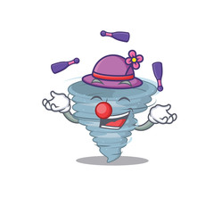 An attractive tornado cartoon design style playing juggling