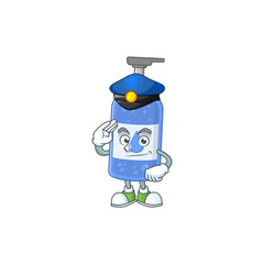 A dedicated Police officer of handsanitizer mascot design style