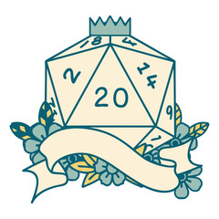 natural twenty D20 dice roll illustration