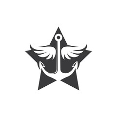 Fototapeta premium Anchor star concept icon Logo vector illustration