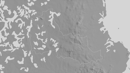 Dowa, Malawi - outlined. Grayscale