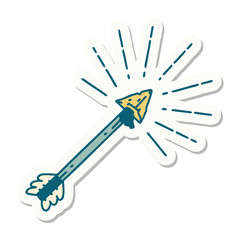 sticker of tattoo style old flint tip arrow