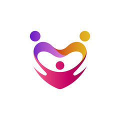 Childcare and family love vector logo design