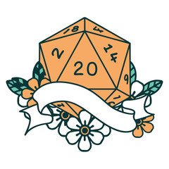 natural twenty D20 dice roll illustration