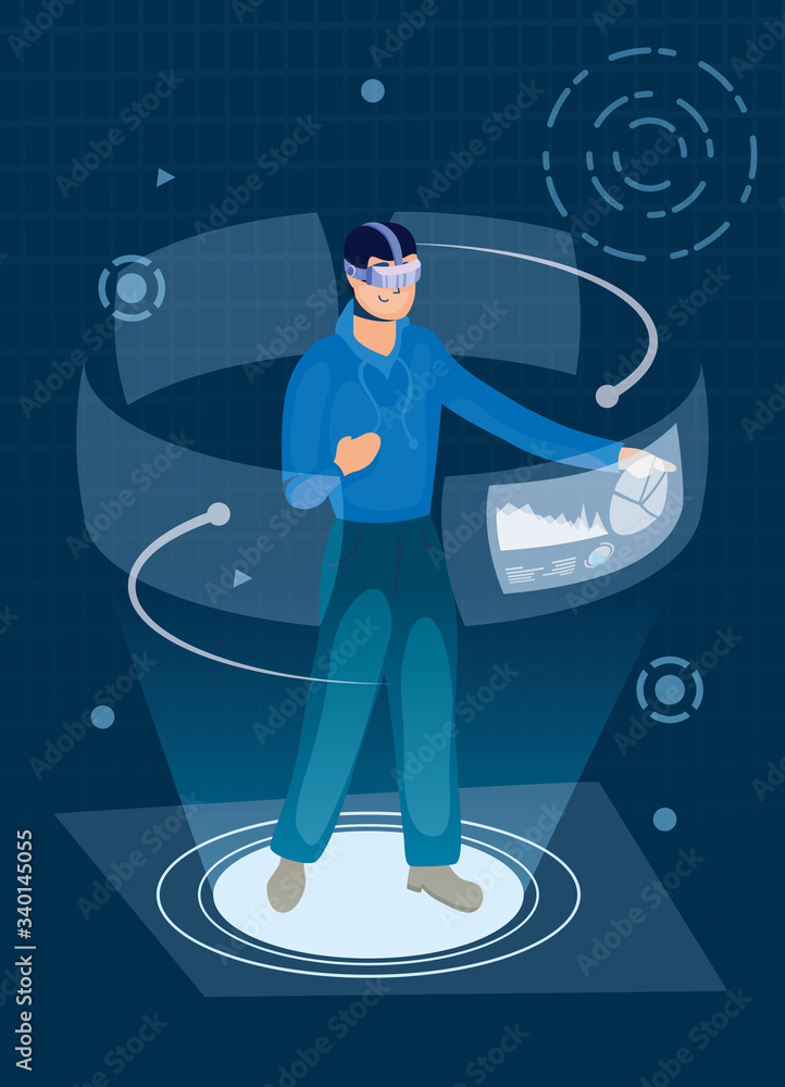 Poster man using augmented reality technology