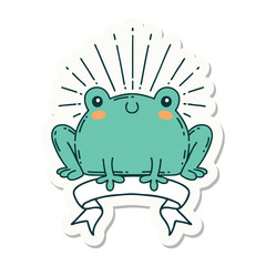 sticker of tattoo style happy frog