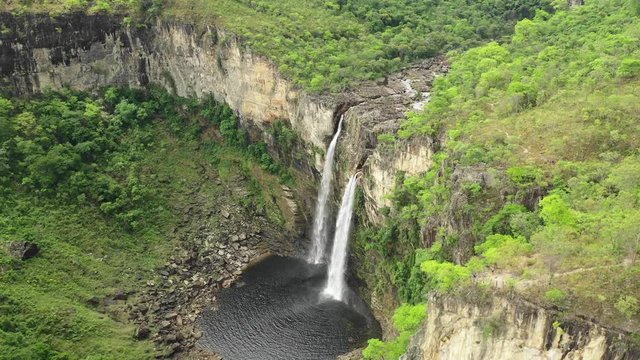 big waterfall in chapada national park brazil