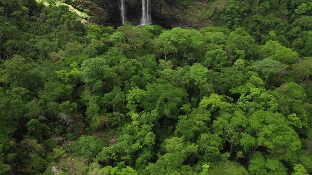 revealing shot of brazils beautiful waterfall