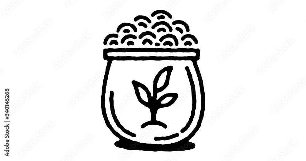 Poster hand drawn sketch icon animation for spread seeds to use as video design element. minimalistic symbo