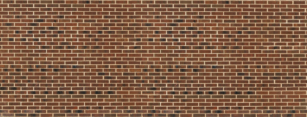 Real Brown Black Brick Wall with White  Mortar Panorama