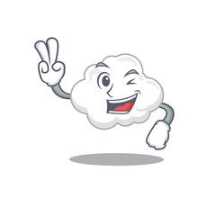 Happy white cloud cartoon design concept with two fingers