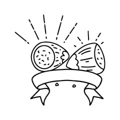 banner with black line work tattoo style hazelnuts