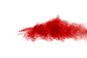 red powder explosion isolated on white background