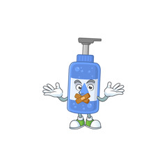 Handsanitizer mascot cartoon design with quiet finger gesture