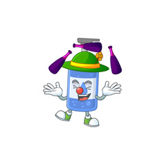 mascot cartoon style of handsanitizer playing Juggling on stage