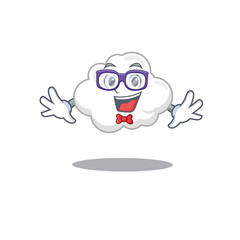 Mascot design style of geek white cloud with glasses