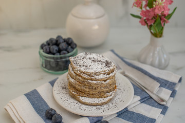 Homemade pancakes with poppy seeds