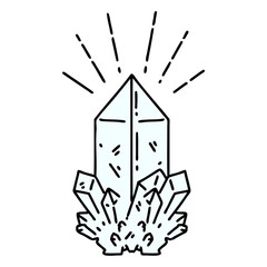 traditional tattoo style quartz crystal