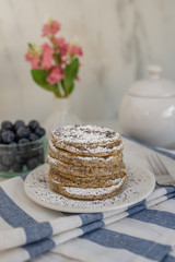 Homemade pancakes with poppy seeds