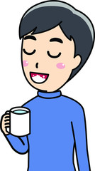 うがいする男性