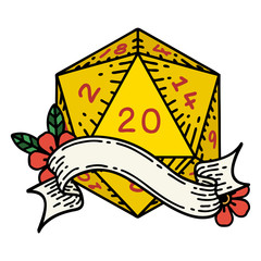 natural twenty D20 dice roll illustration