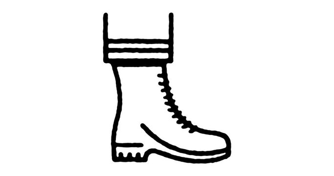 Hand drawn sketch icon animation for protective gear to use as video design element. Minimalistic symbol made for motion graphic, can be used as loop item, has alpha channel.
