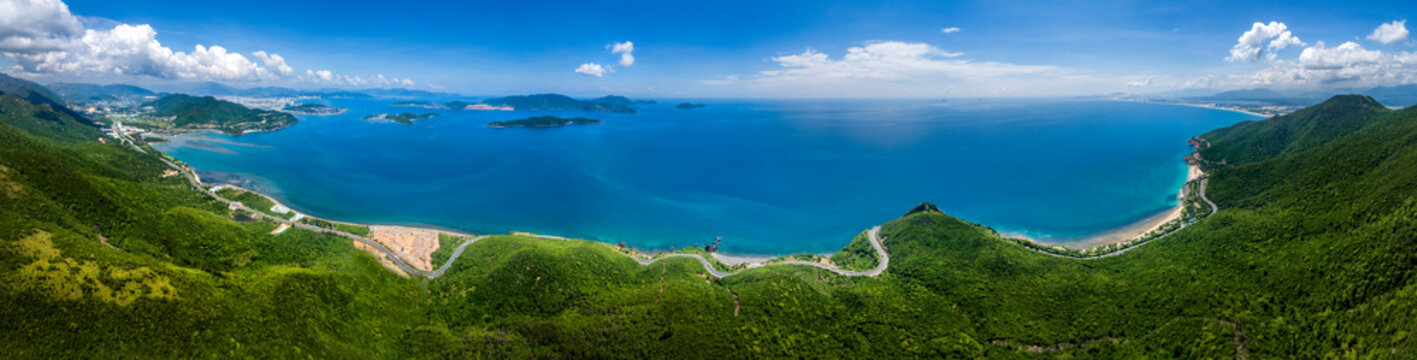 Aerial view of DT6571 road from Nha Trang city to Cam Ranh town, Khanh Hoa, Vietnam.